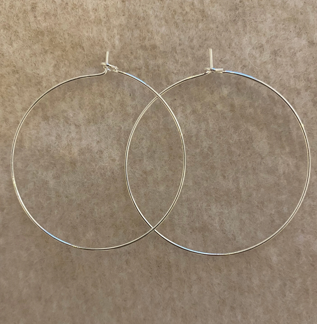 Recycled Silver Thin Hoop Earrings
