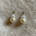 Vintage Gold Pearl Stud Earrings
