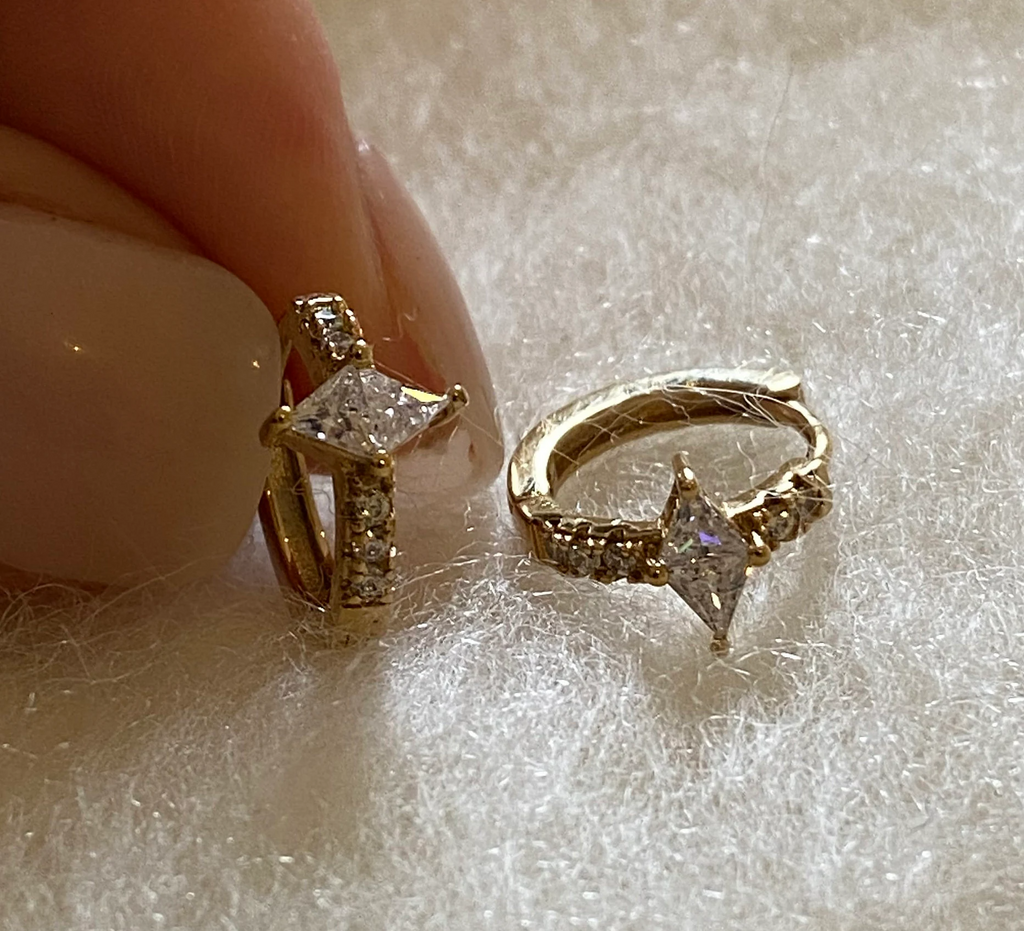Small CZ Diamond Gold Huggie Hoops