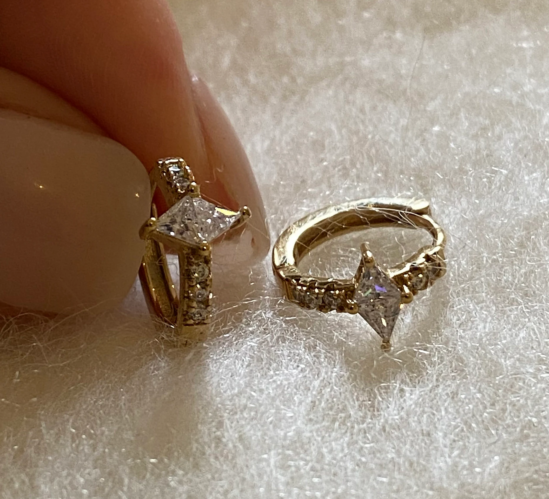 Small CZ Diamond Gold Huggie Hoops