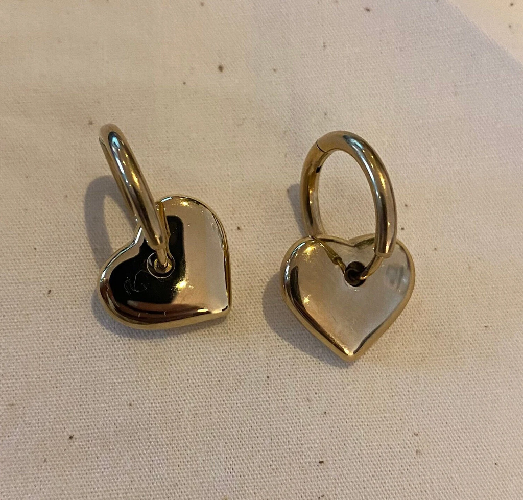 Gold Plated Heart Hoops