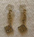 Vintage Gold Plated Geometric CZ Drop Earrings