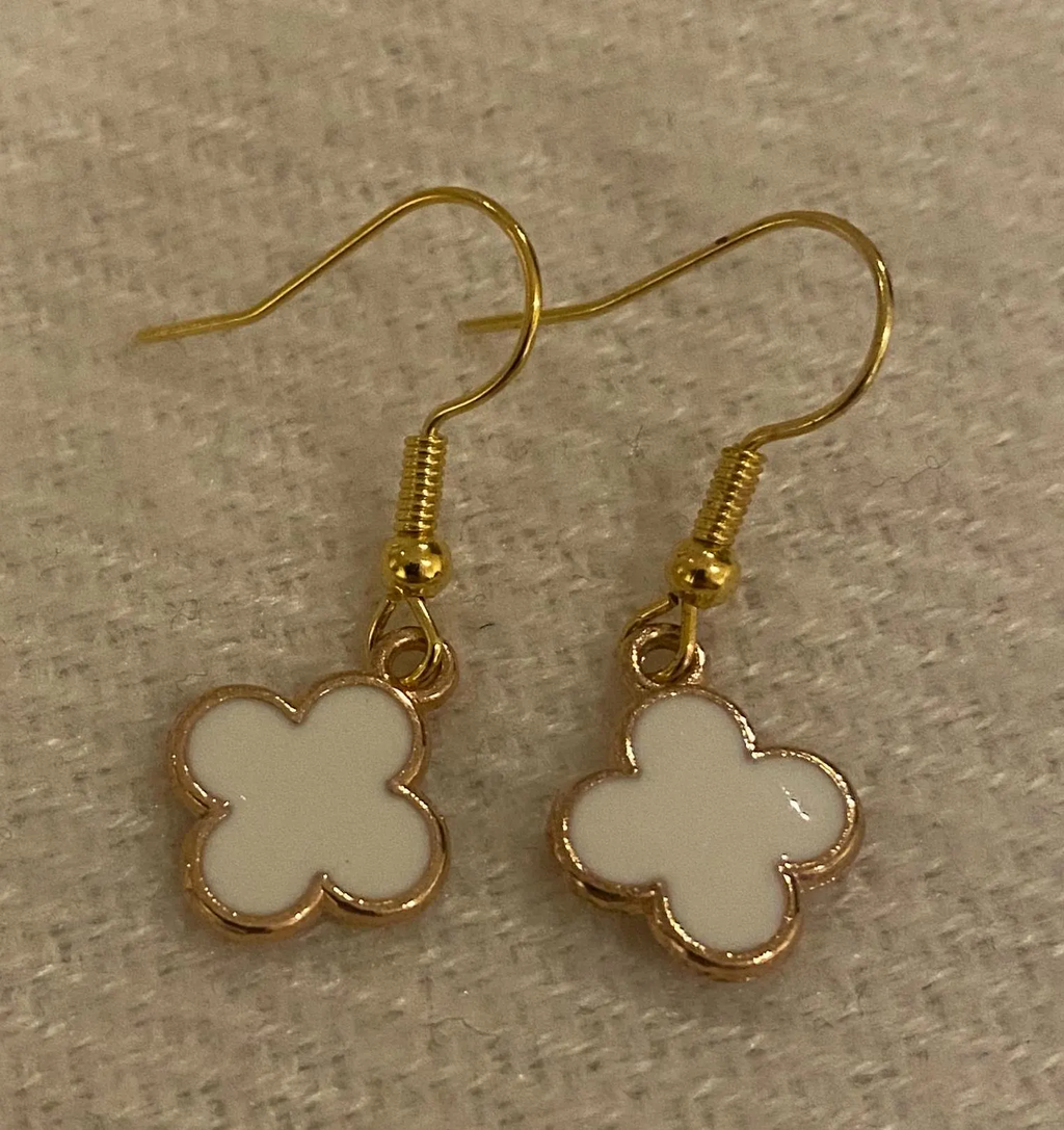 Gold Plated Clover Charm Earrings
