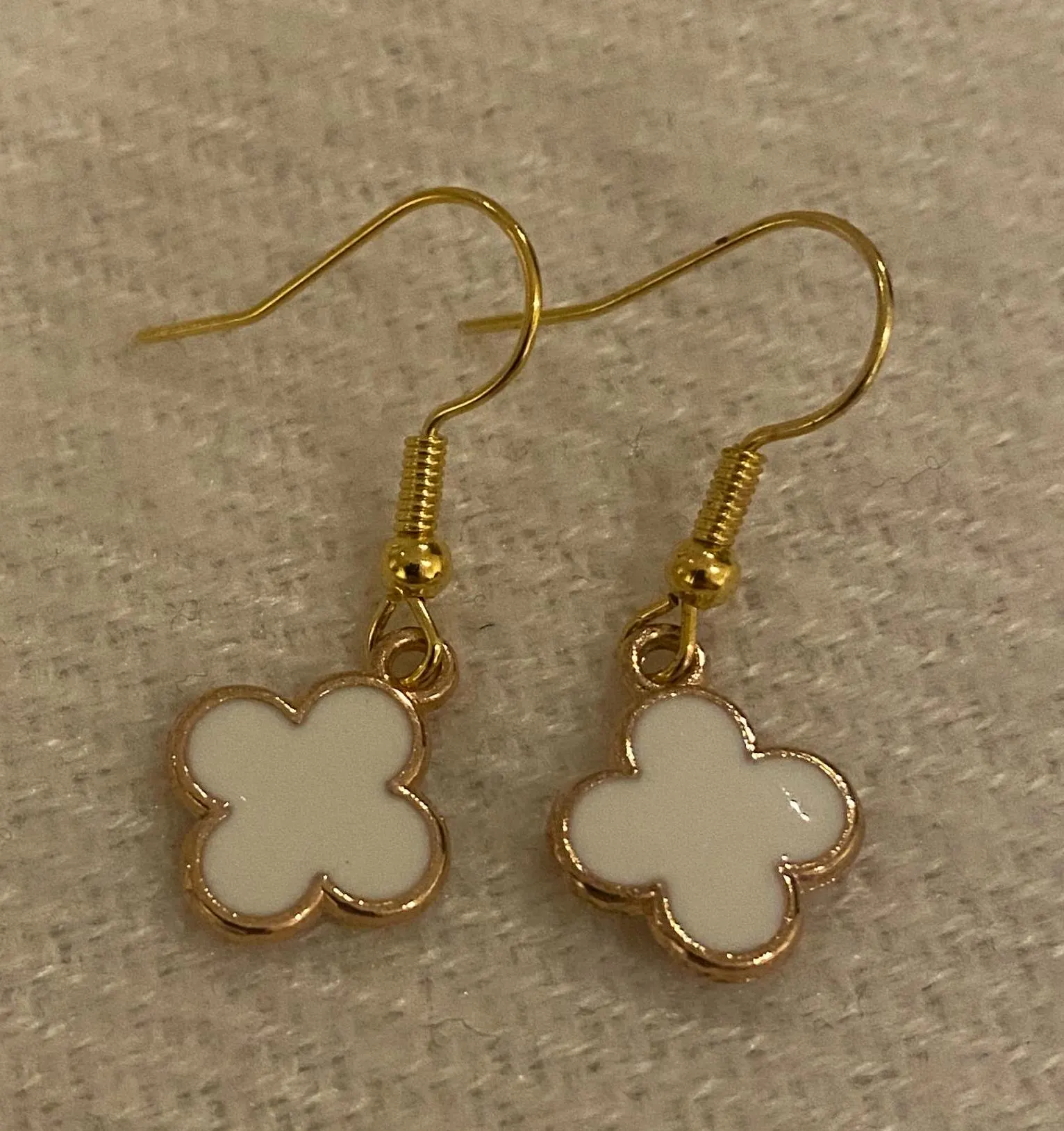 Gold Plated Clover Charm Earrings