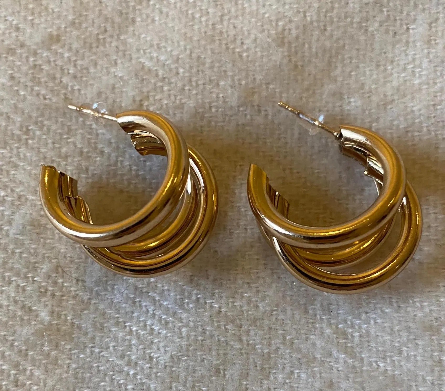 Gold Plated Triple Hoop Earrings