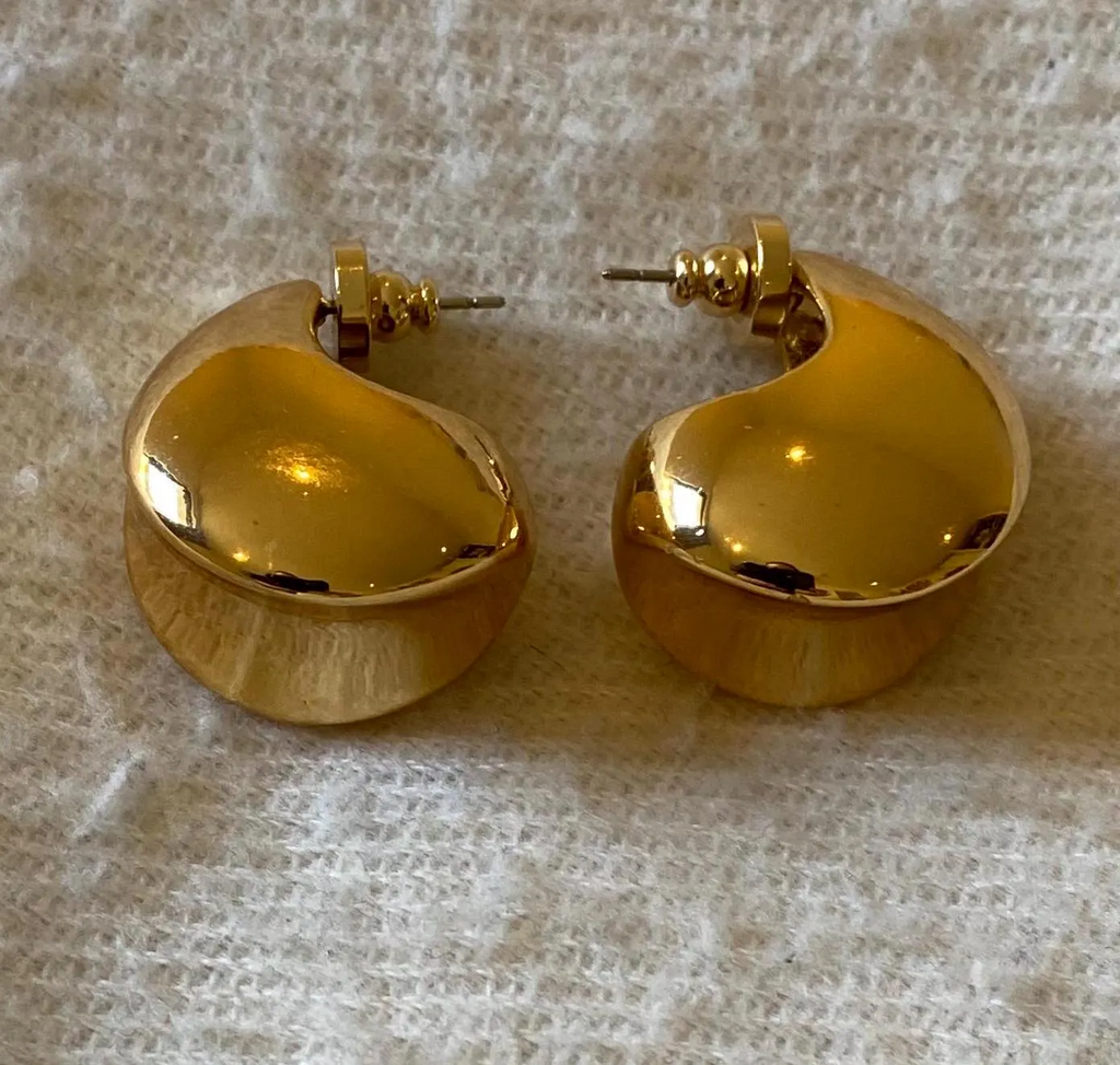 Large Gold Plated Teardrop Hoop Earrings