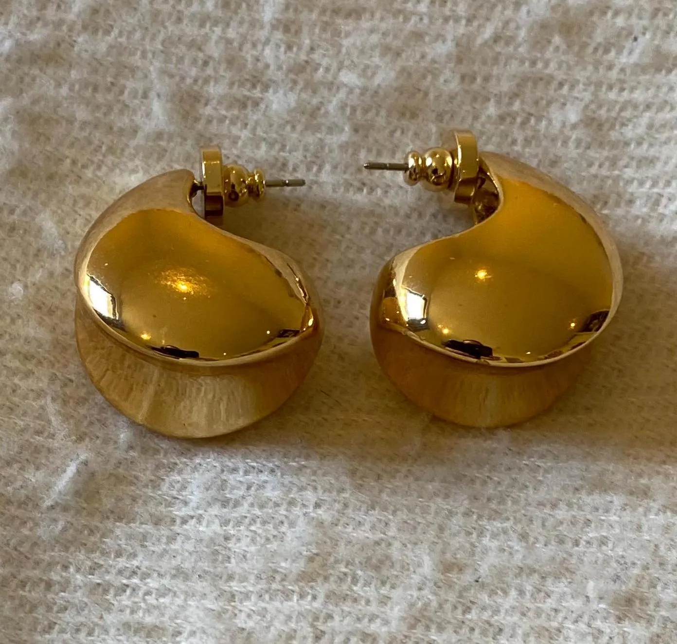 Large Gold Plated Teardrop Hoop Earrings
