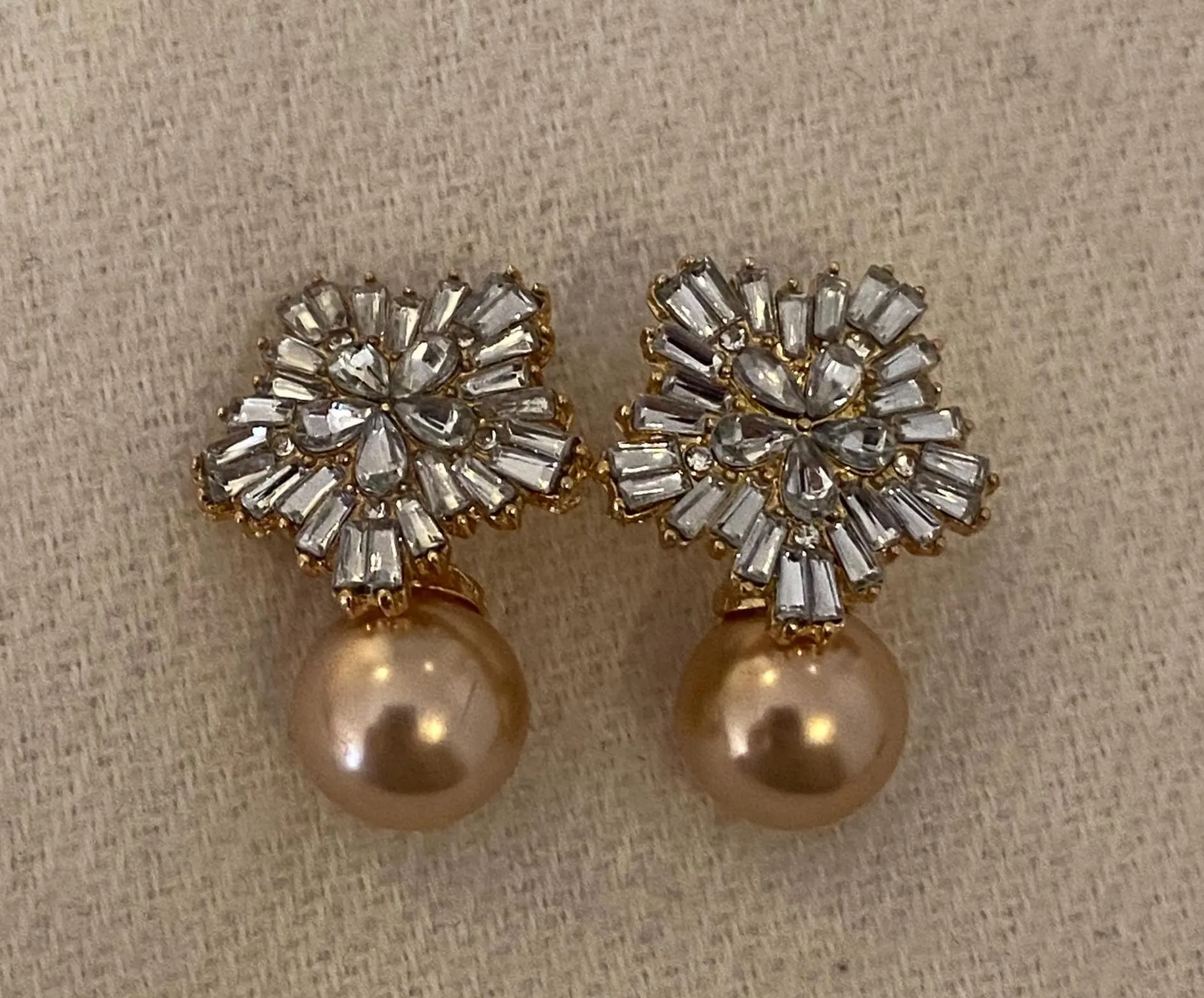 Vintage Gold Textured Pearl Drop Earrings