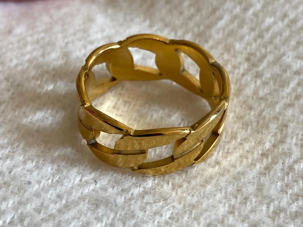 Men's Thick Gold Plated Chain Link Design Ring