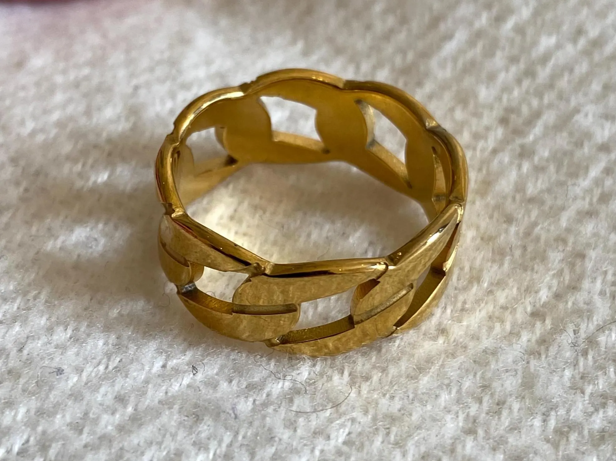 Men's Thick Gold Plated Chain Link Design Ring