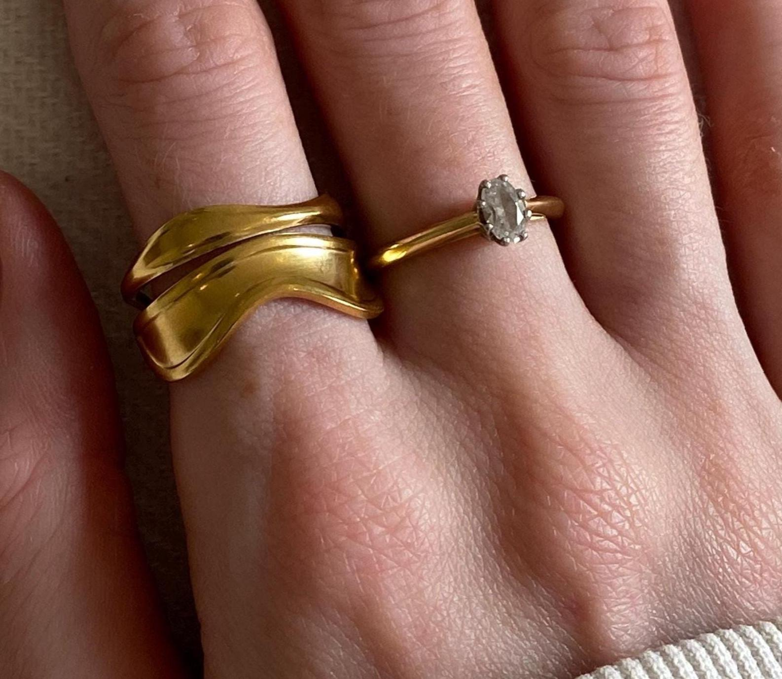 Recycled Gold Plated Wave Ring