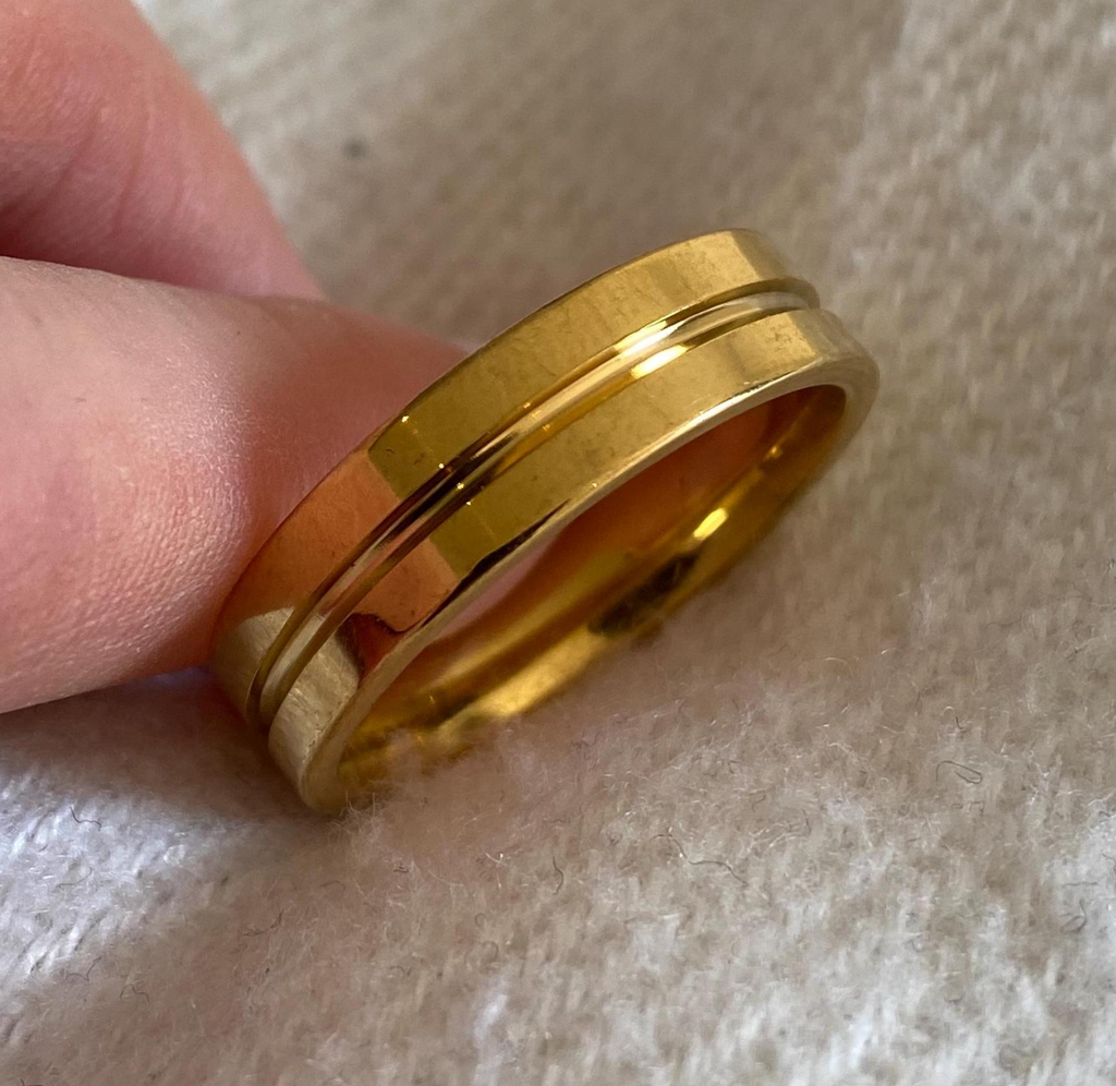 Men's Gold Plated Double Band Design Ring