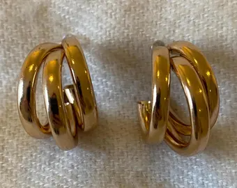Gold Plated Triple Hoop Earrings