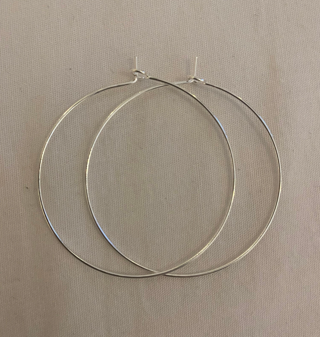 Recycled Silver Thin Hoop Earrings