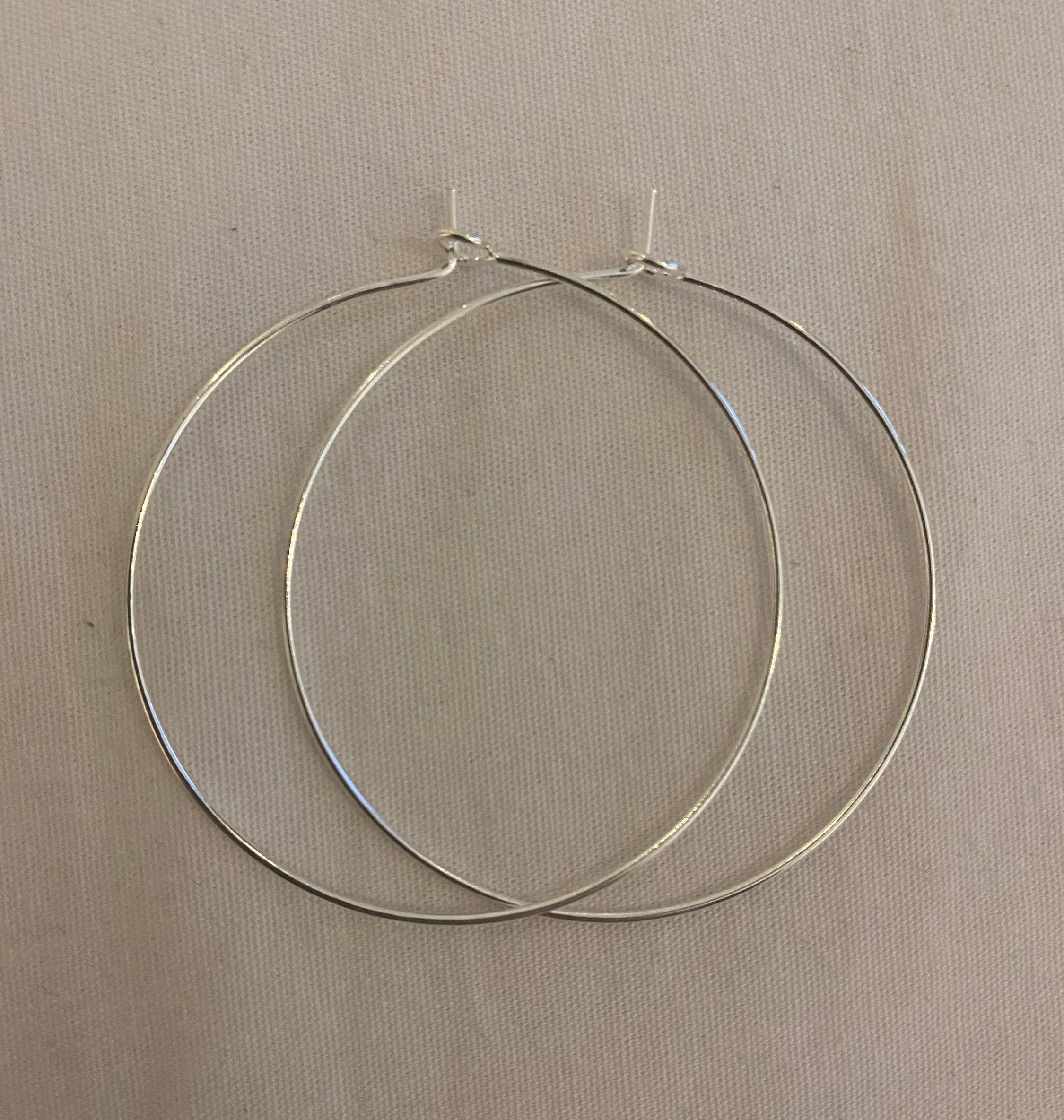 Recycled Silver Thin Hoop Earrings