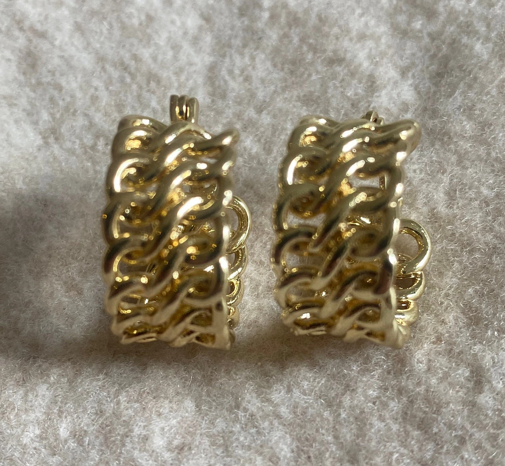 Gold Chain Link Hoop Earrings