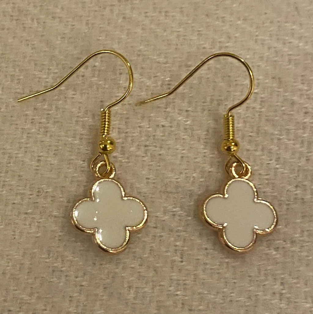 Gold Plated Clover Charm Earrings