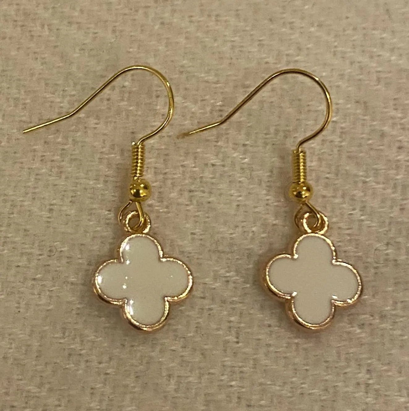 Gold Plated Clover Charm Earrings