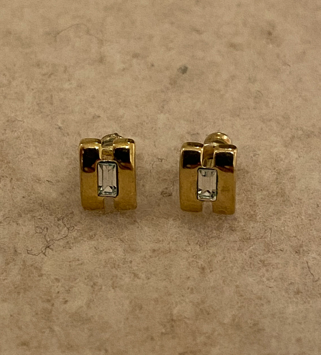 Gold Plated Small H Square Earrings