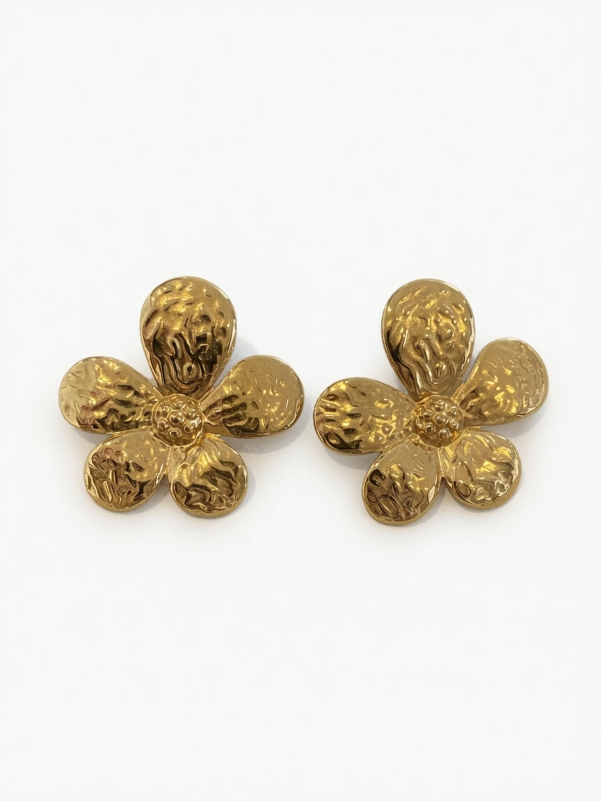 Gold Plated Flower Design Earrings