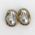 large pearl vintage earrings, gold plated with white natural pearl studs