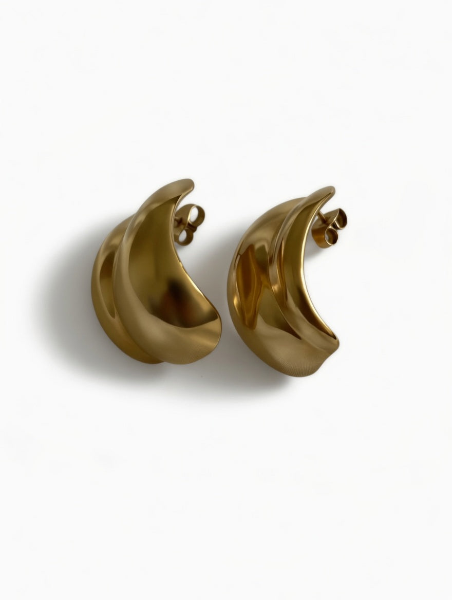 Gold Plated Double Dome Design Earrings