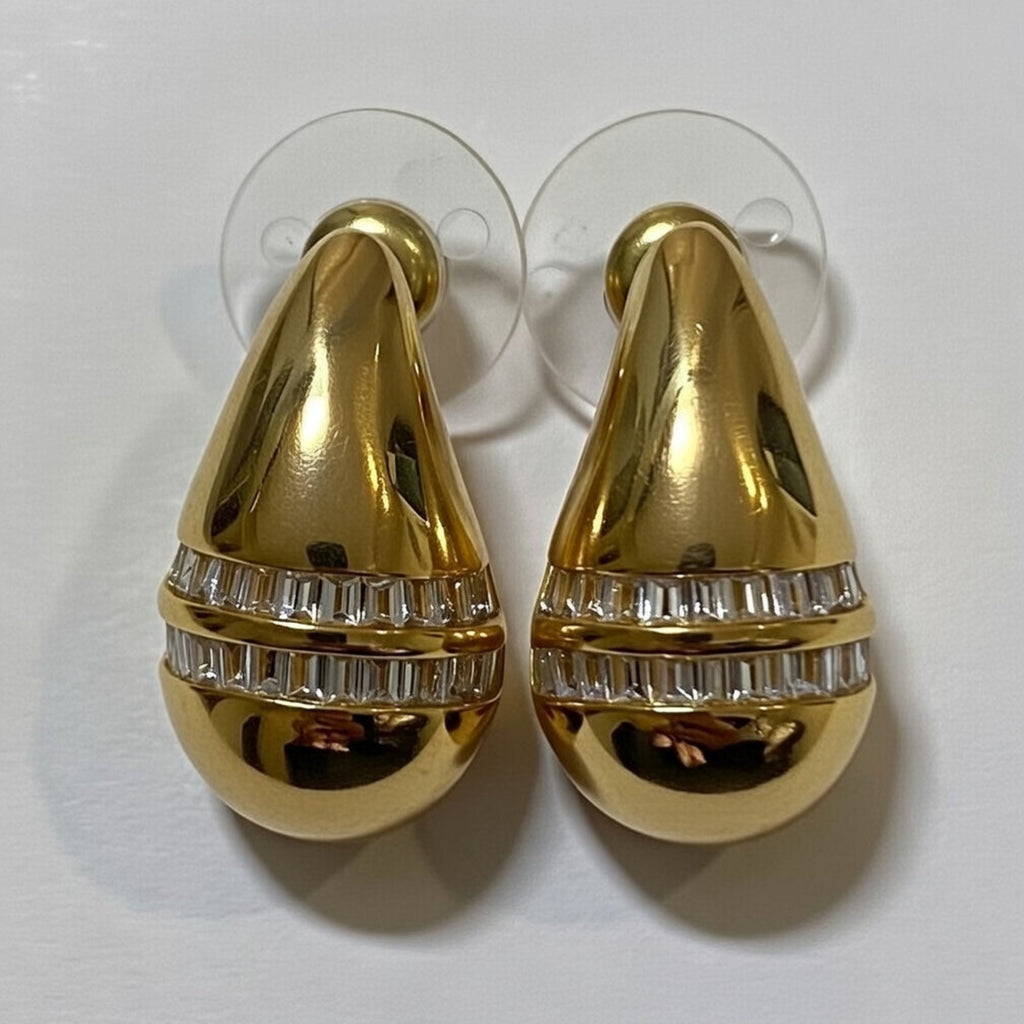 sustainable gold Teardrop Hoop Earrings in a 18k gold plate with gemstones for a Modern luxury look