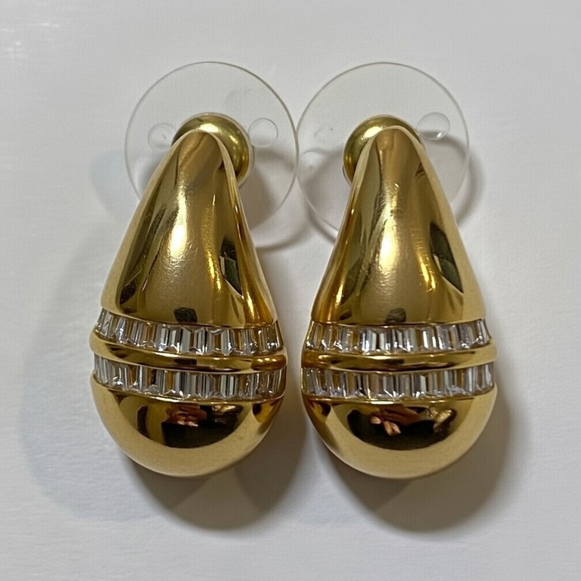 sustainable gold Teardrop Hoop Earrings in a 18k gold plate with gemstones for a Modern luxury look