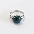 Vintage Green Jadeite Gemstone Silver Ring
