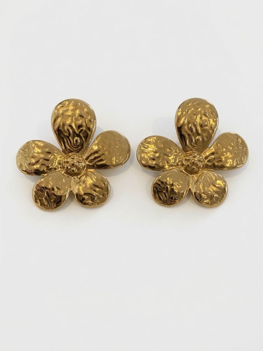 Gold Plated Flower Design Earrings
